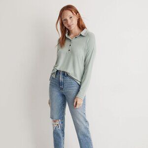 Madewell Dreamiest Knit Long-Sleeve Henley Polo Sweater XXS